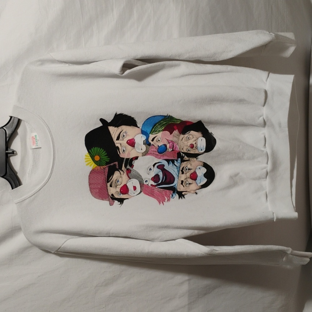 (BX10) SALE!Center Star Vintage 90's Colorful M. Harris Boho Clown Faces Sweater